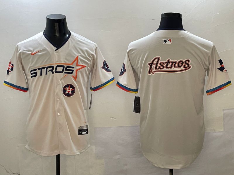 Men Houston Astros Blank Cream Fourth generation Joint Name 2025 Nike MLB Jersey style 41411